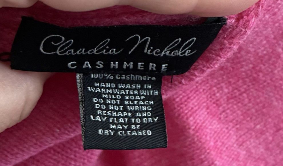Claudia Nichole Womans Poncho Pink Solid One Size Cashmere Round Neck Pullover