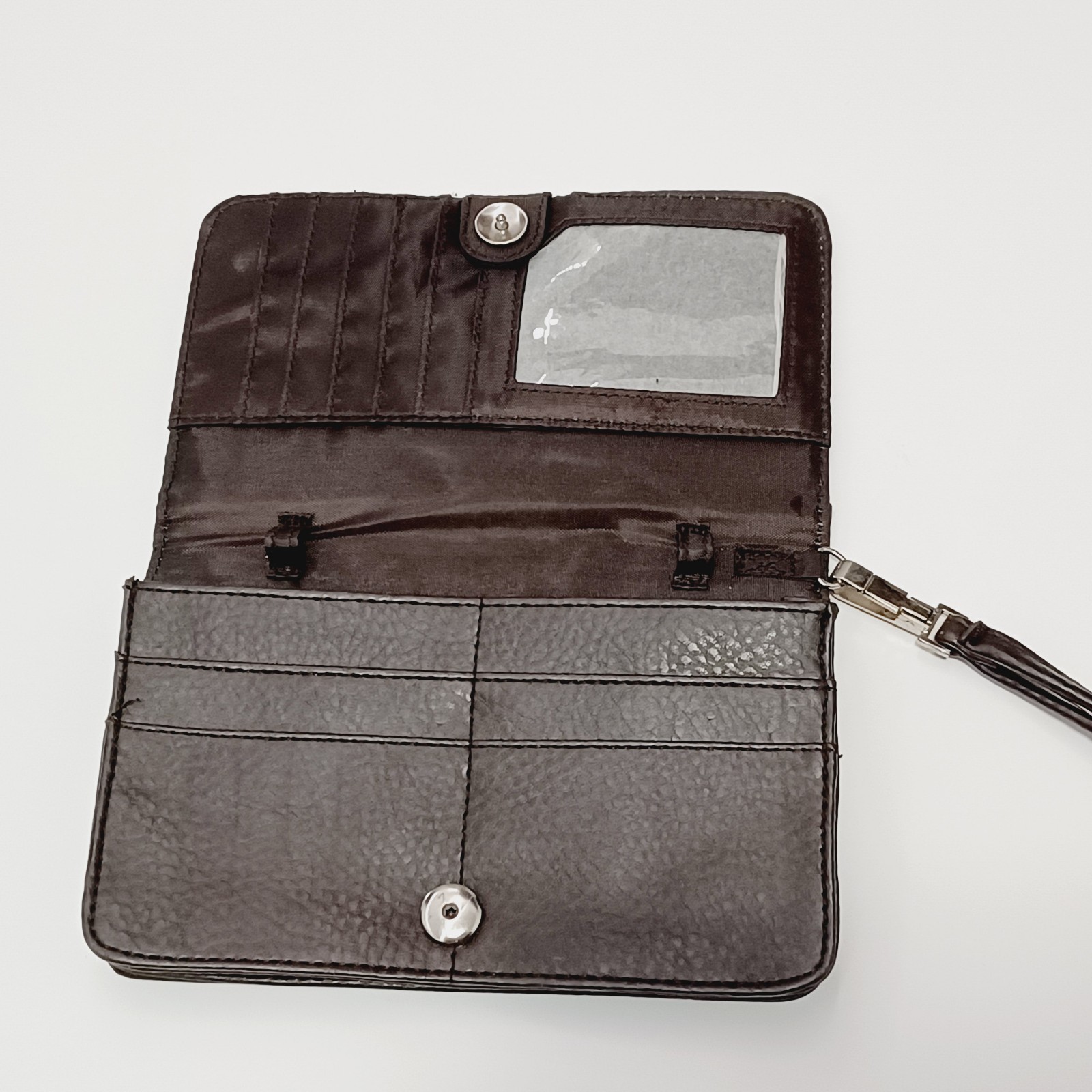 Creative Memories Brown Blue Tan Brown Stripe Wristlet Wallet