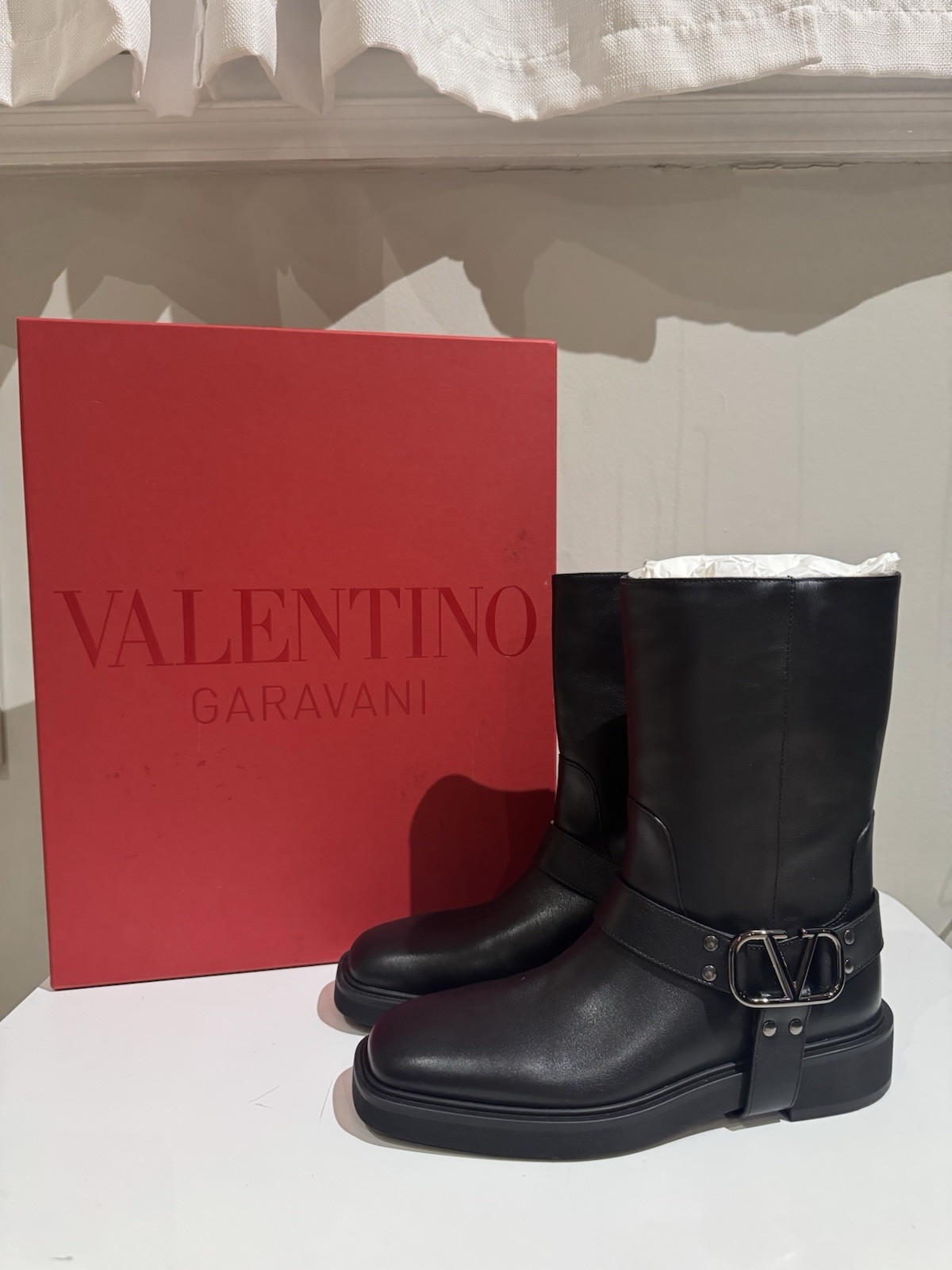 Valentino Garavani VLogo leather combat / mid-calf boots