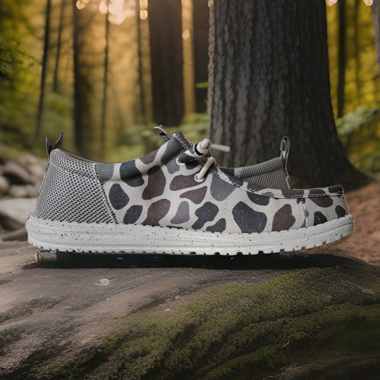 Men’s HeyDude X BURLEBO Wally Funk Deer Camo – Taupe/Camo