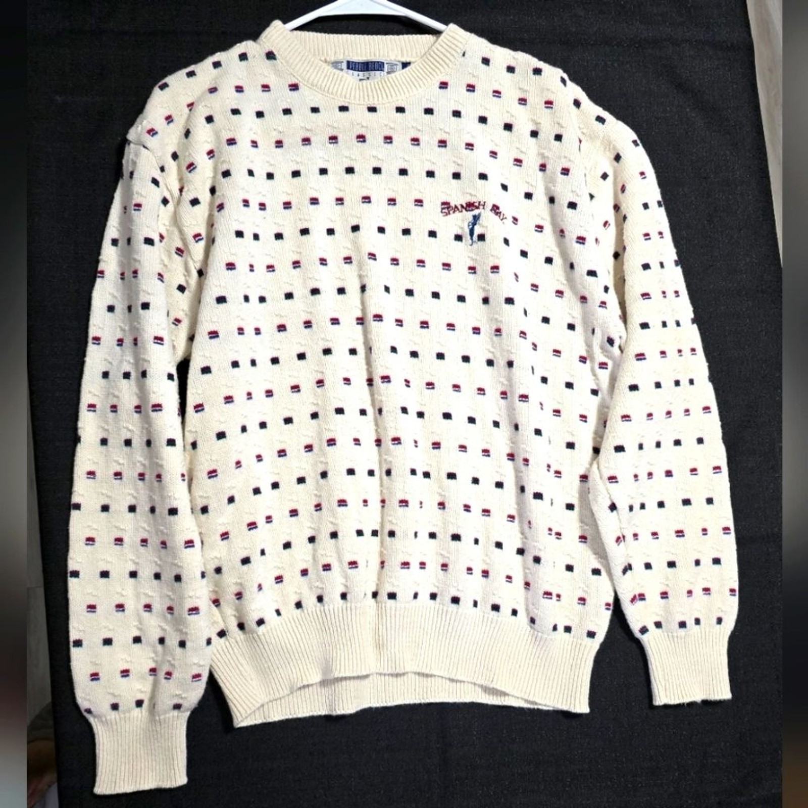 Pebble Beach Classic Cream Patterned Sweater