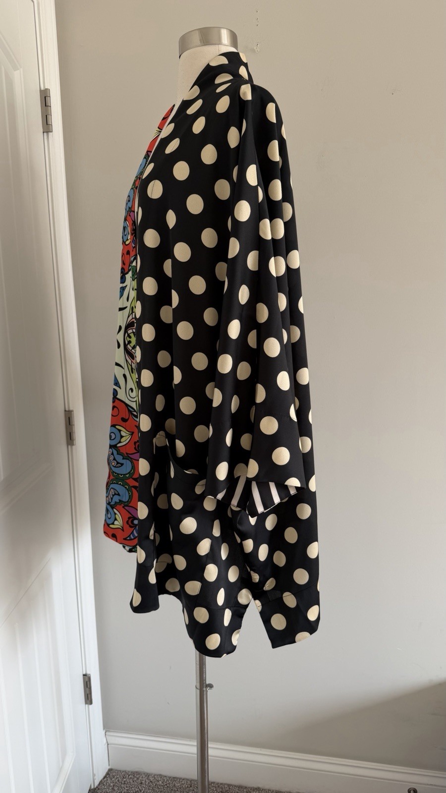 ALEMBIKA OPEN FRONT POLKA DOT MULTI COLOR OPEN FRONT KIMONO TOP JACKET SIZE 2X