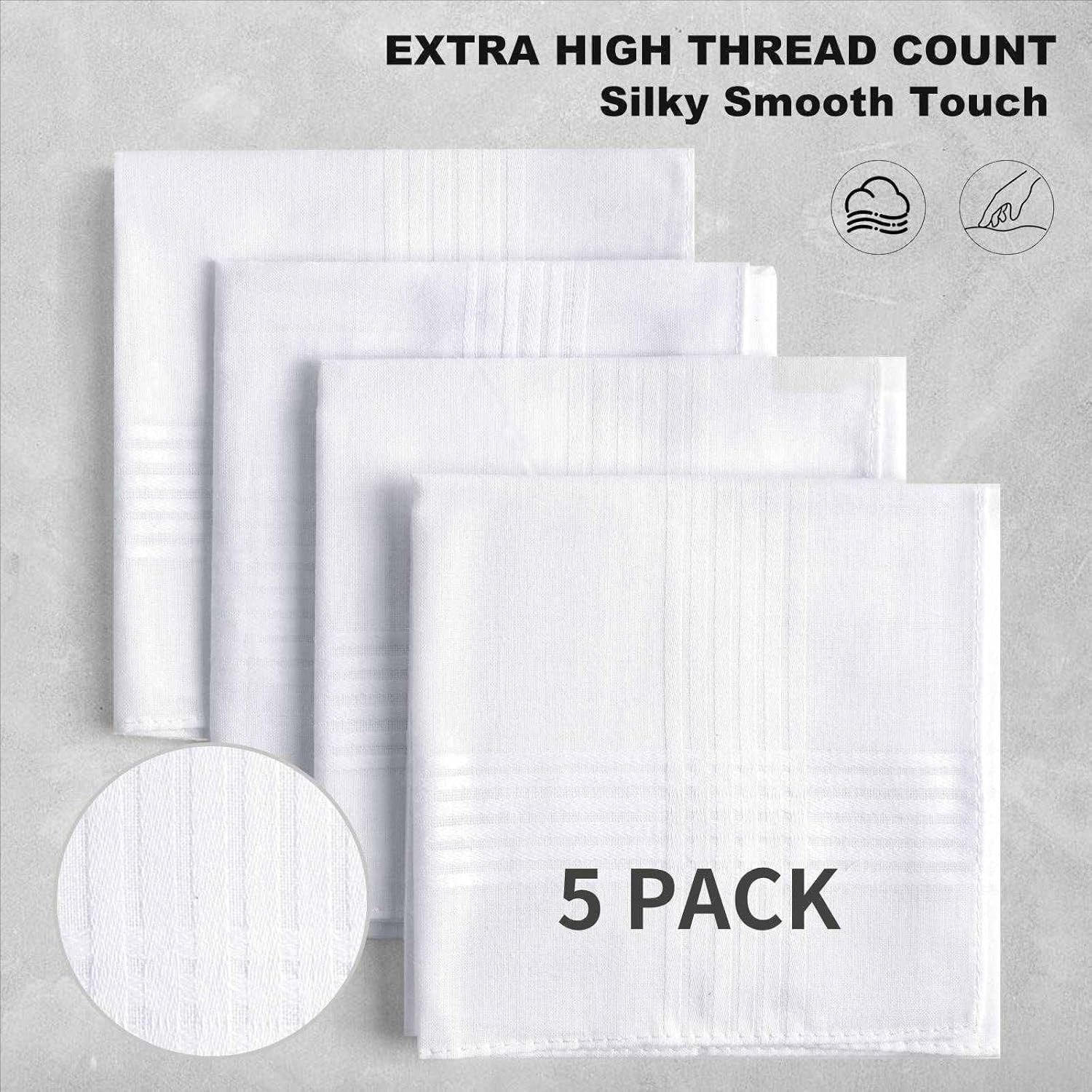 Men’s 100% Soft Cotton Handkerchiefs 16×16 Inch Large Pocket Handkerchiefs for