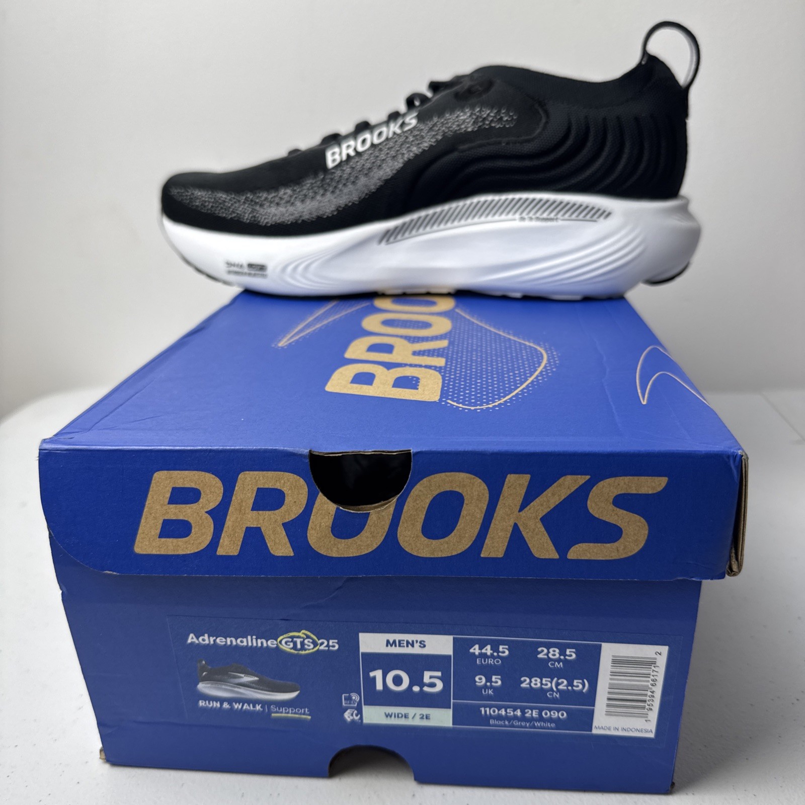 Size 10.5EE -Brooks Adrenaline GTS 25 Black Shoe Men’s 1104542E090 *NEW W/BOX*