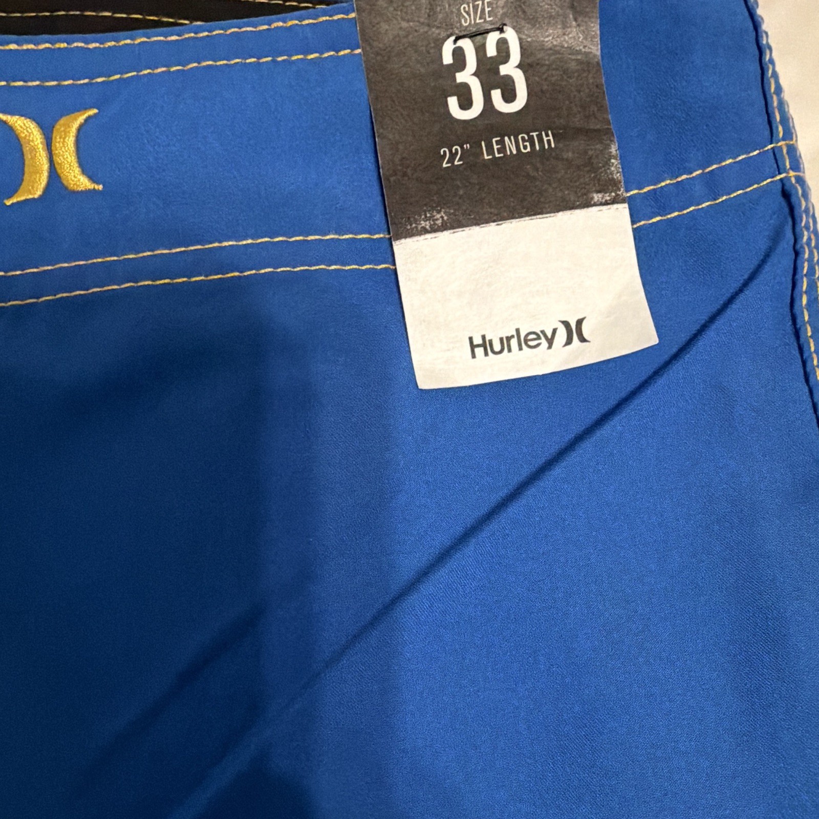 NEW Hurley Men’s SIZE 33/22inch length Solid Blue Board Short Size L NWT