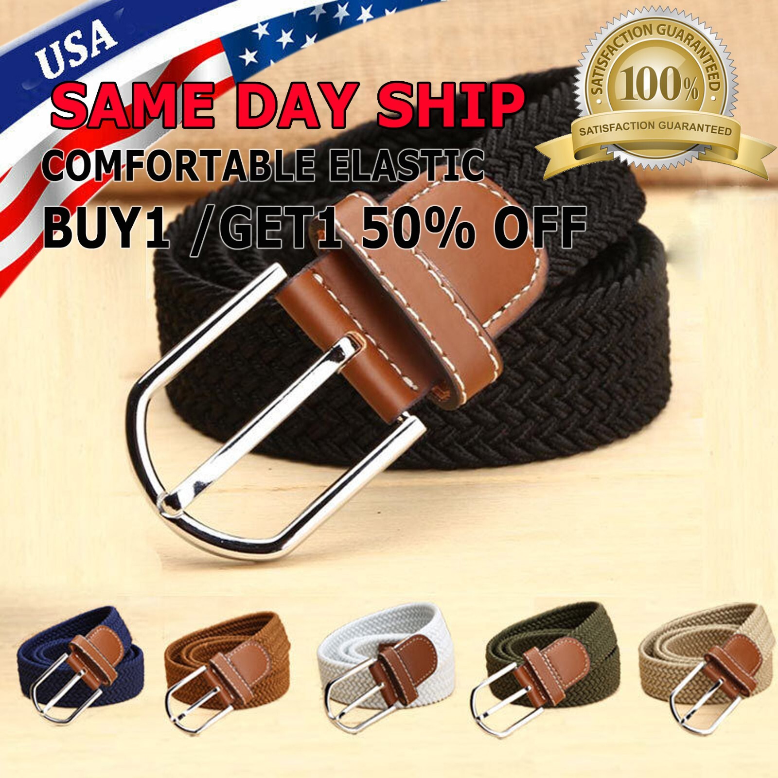 Elastic Fabric Braided Belt, Enduring Stretch Woven Belt for Women men unisex
