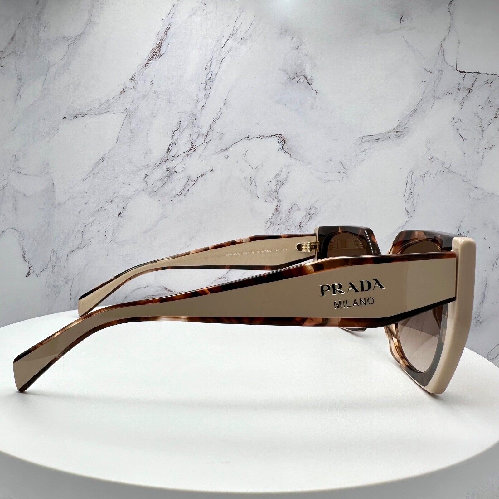 PRADA Sunglasses Brown PR 15WS 01R0A6 Square Womens Beige Tortoise Gold