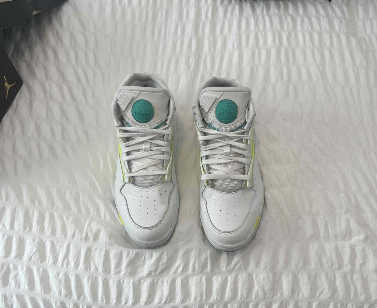 Reebok Pump Omni Lite ‘White Teal Solar Yellow’ US 8.5 Mens Sneakers