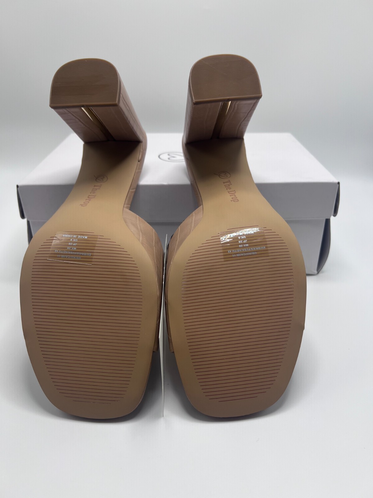 The Drop Pattie Women’s Heeled Mules Natural Embossed Croc Size 11 Shoes