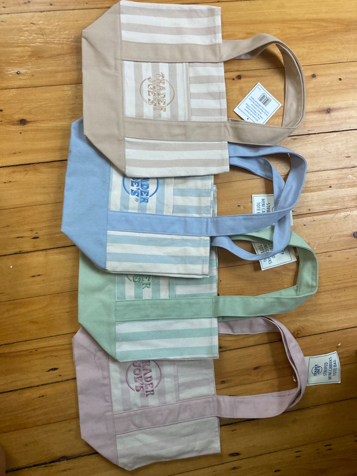 trader joes mini tote striped pastel pattern