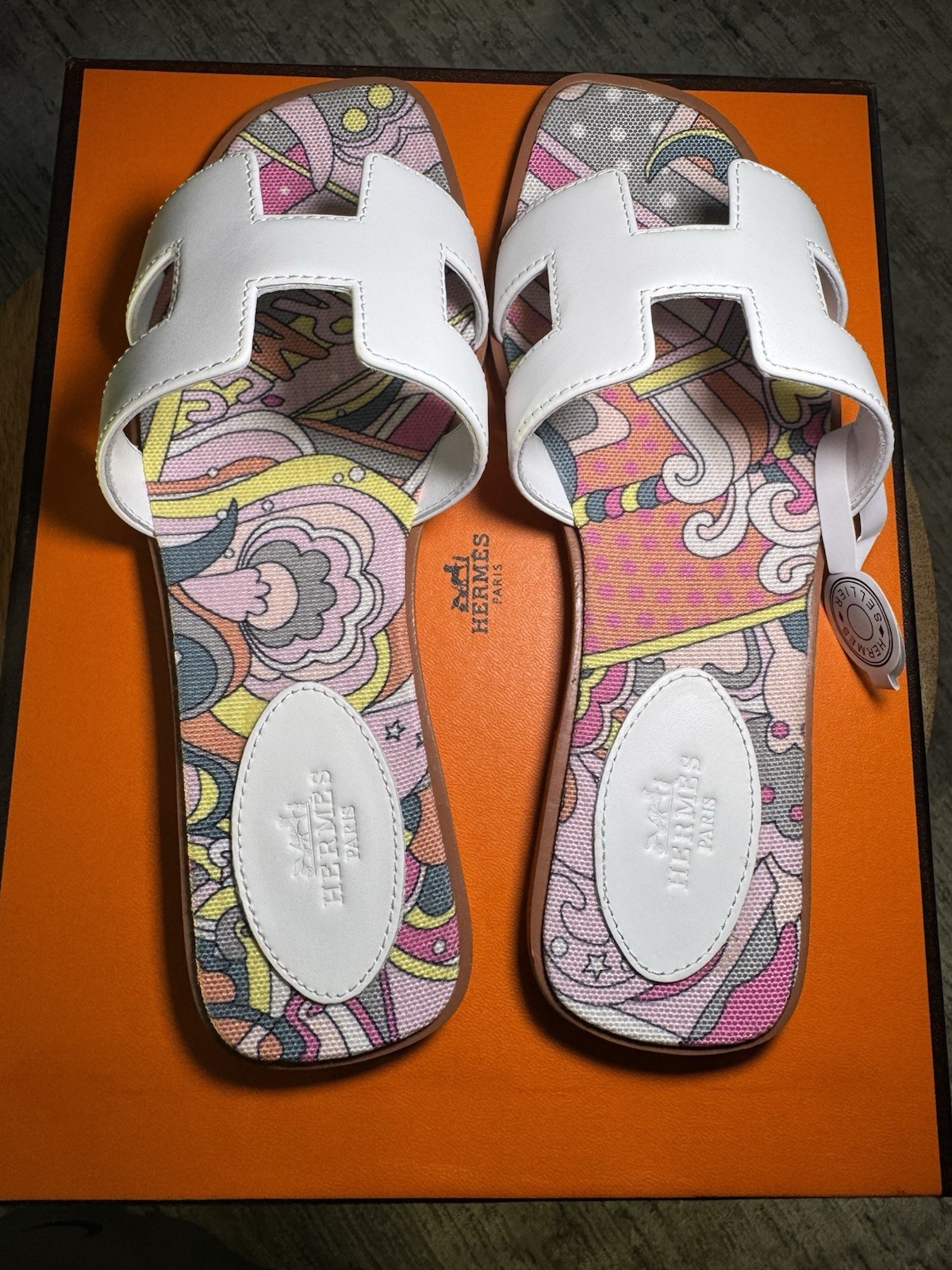 Hermes Oran Sandals – Size 37 – Limited Edition Printed Insole