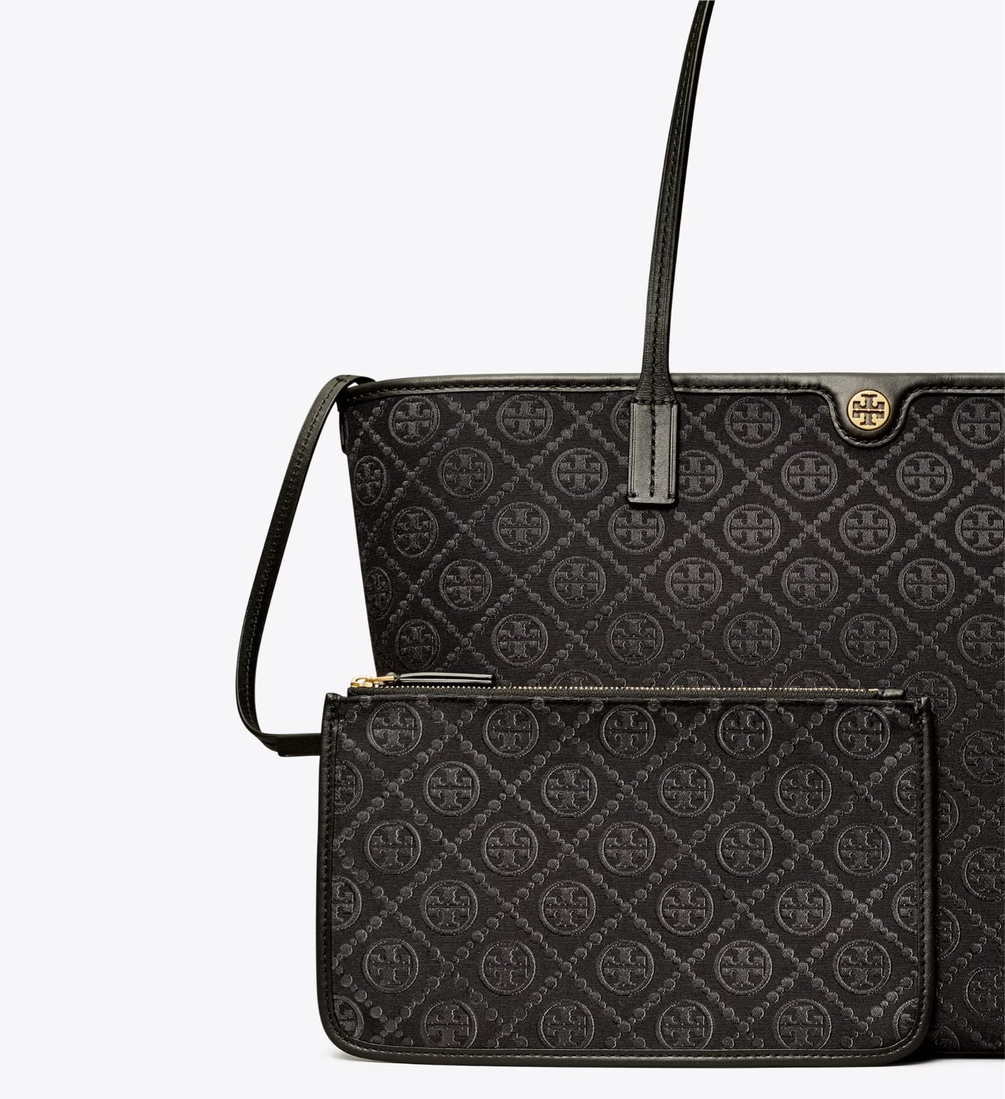 Latest Tory Burch T Monogram Black Large Tote Travel Shoulder Bag Purse 152302
