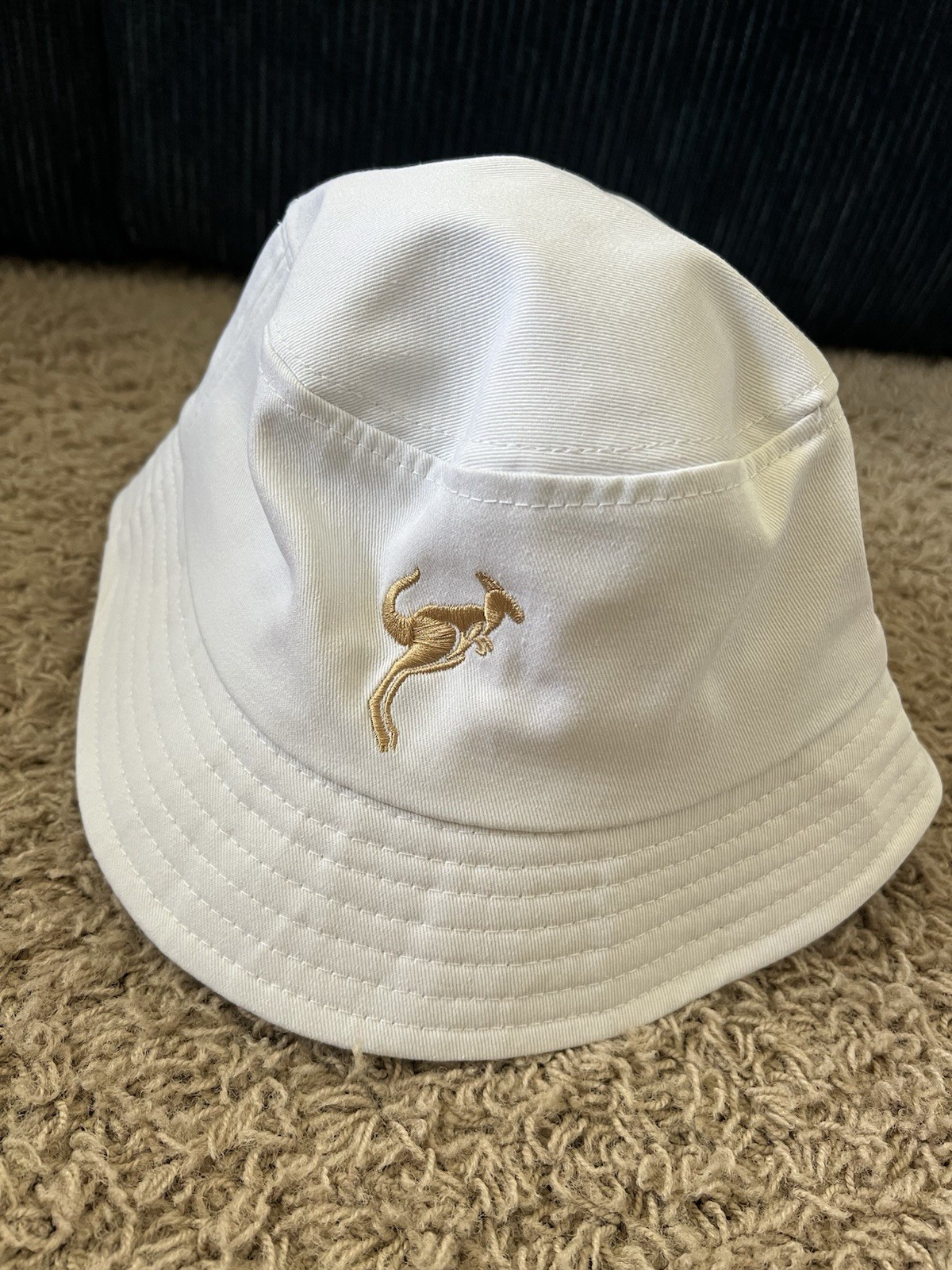 New Akron Zips White Bucket Hat Kangaroo Gold Stitching Logo