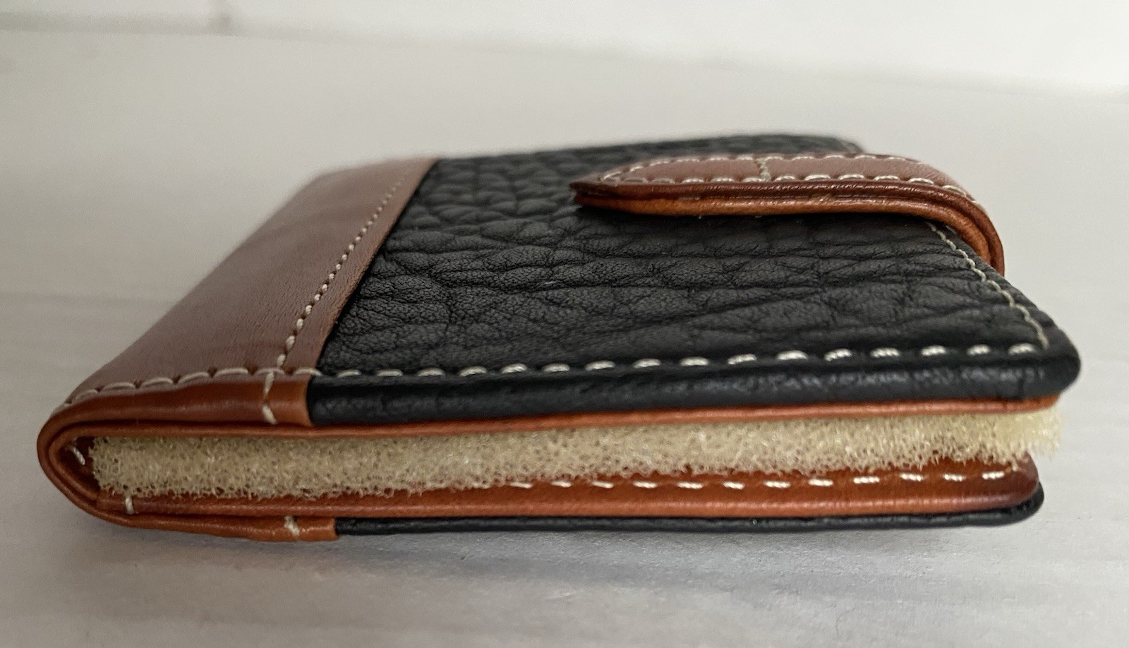 RARE Dooney & Bourke Compact Mirror Case Black Brown Leather 2.75” X 2.75” NEW