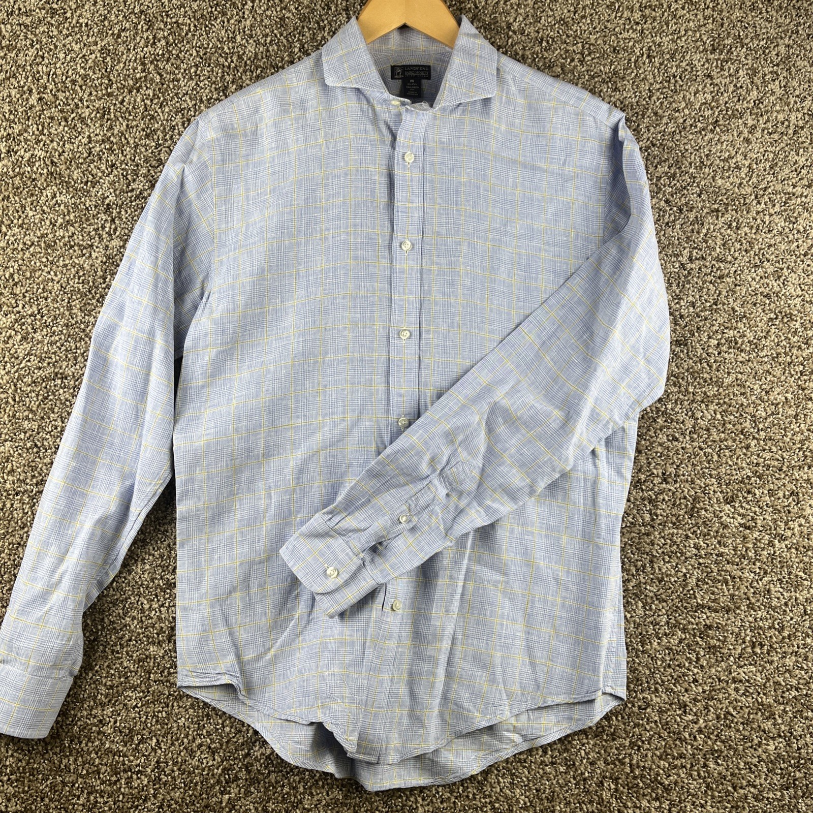 Lands End Baird McNutt Irish Linen Button Up Shirt M Mens Tailored Fit 15 – 15.5