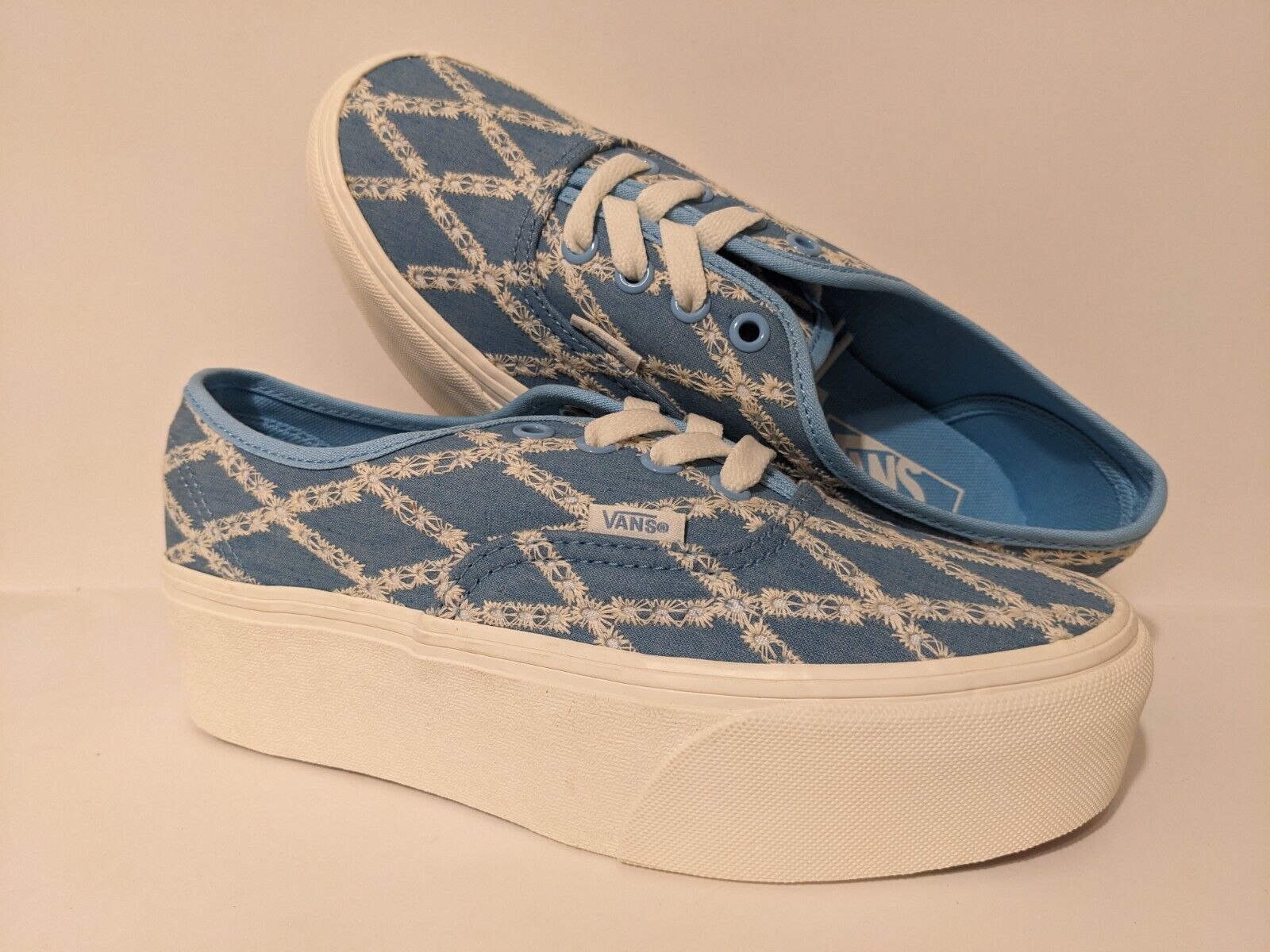 VANS AUTHENTIC STAC SHOES NEW WOMEN’S MANY SIZES BLUE DENIM MIX STACKED PLATFORM