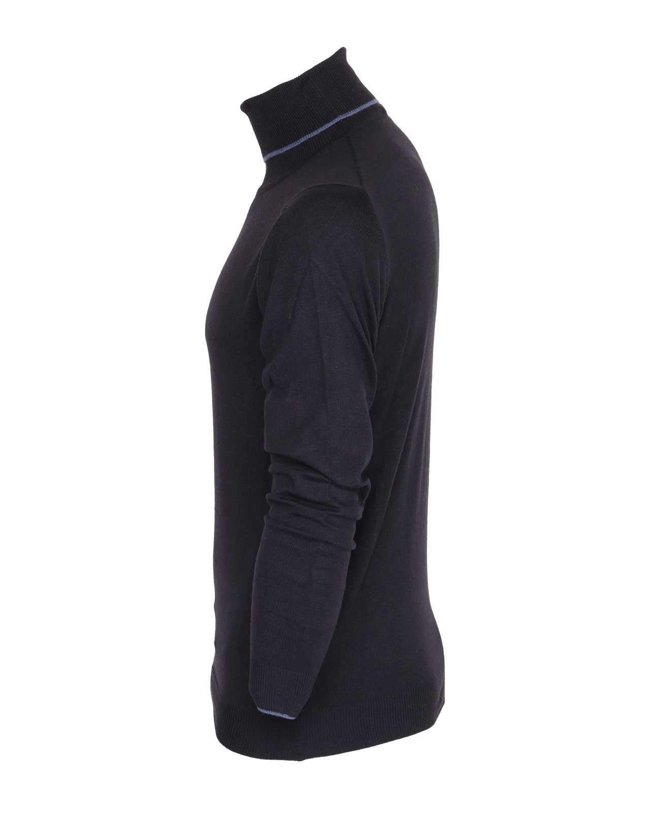 NWT EZZELINO TURTLENECK SWEATER Navy blue wool cotton luxury Italy XL