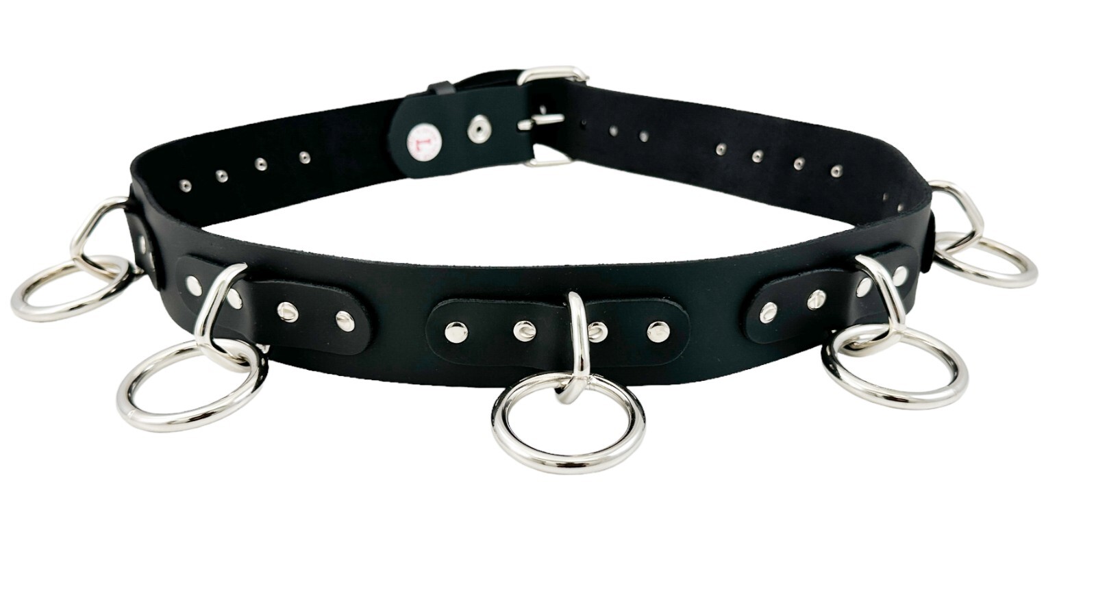 Large O Ring Bondage Belt Genuine Leather Punk Goth Rocker Belt Snap Off Buckle