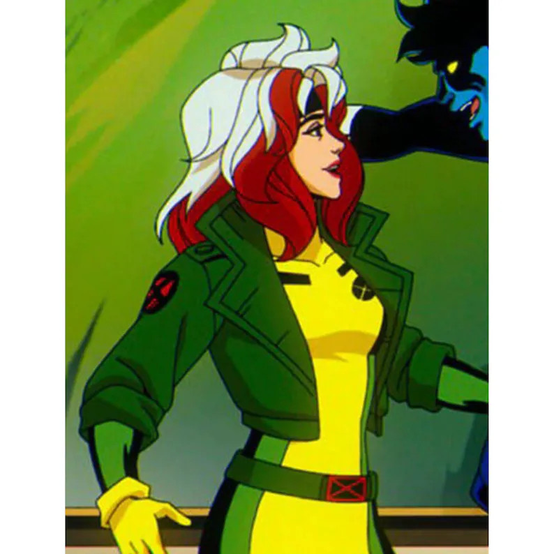 X-Women 97 Rogue Style Green Leather Cropped Jacket Cosplay for Women