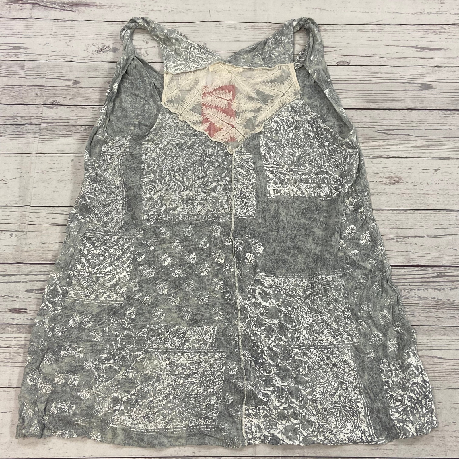 Scrapbook Boutique Stone Gray Twisted Tank Top Tunic Women Size L NEW Made In US