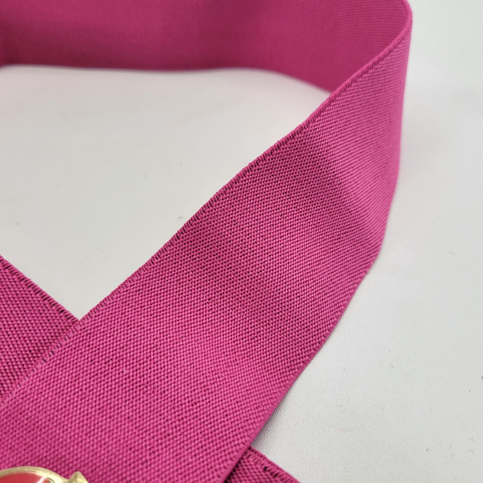 Stretch Belt 30 32 34 Leaf Buckle Waist Wide Pink Vtg 1980s