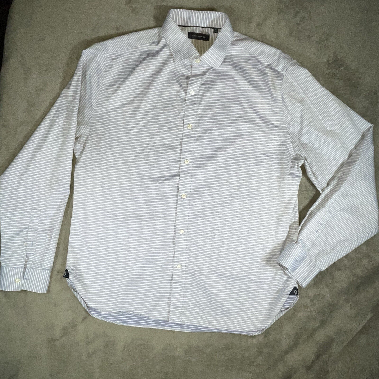 7Diamonds Shirt Mens XL Sky Blue Performance Stretch Dress Button Up Geometric