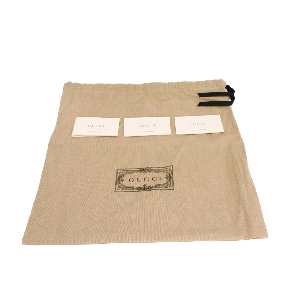 Gucci Clutch Bag Logo Print Pouch Canvas Brown GG Supreme Cotton Linen Natural