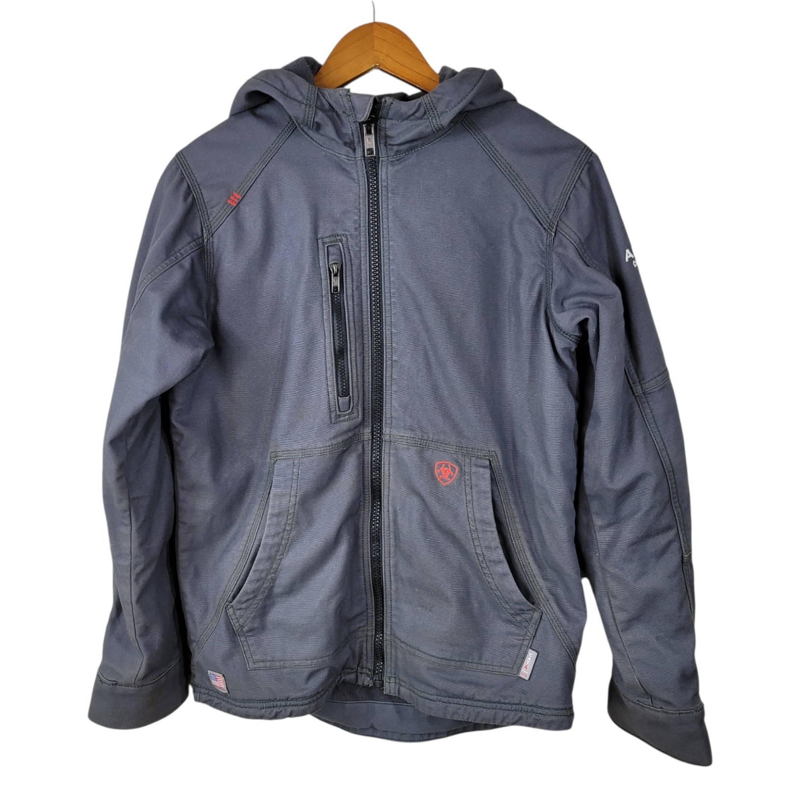 Ariat FR Work Jacket Men Medium Gray Heavy Canvas Cat 4 2112 Lined Workwear