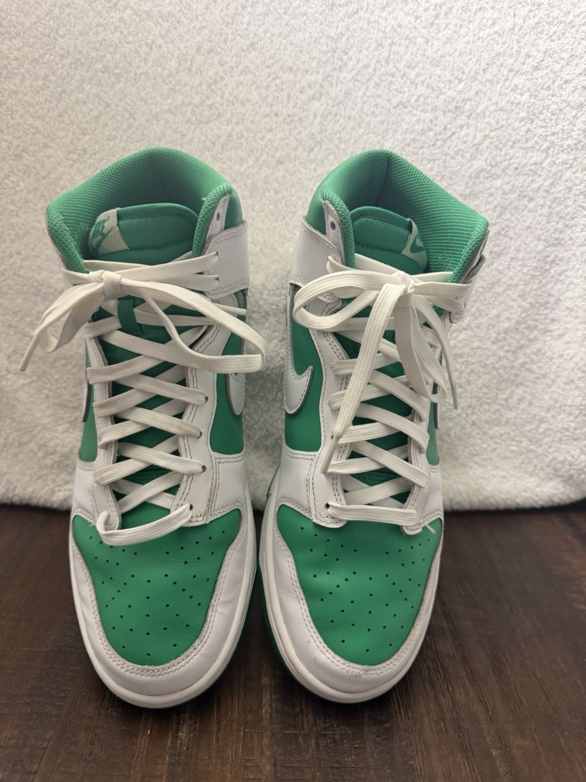Size 10 – Nike Dunk High White Stadium Green