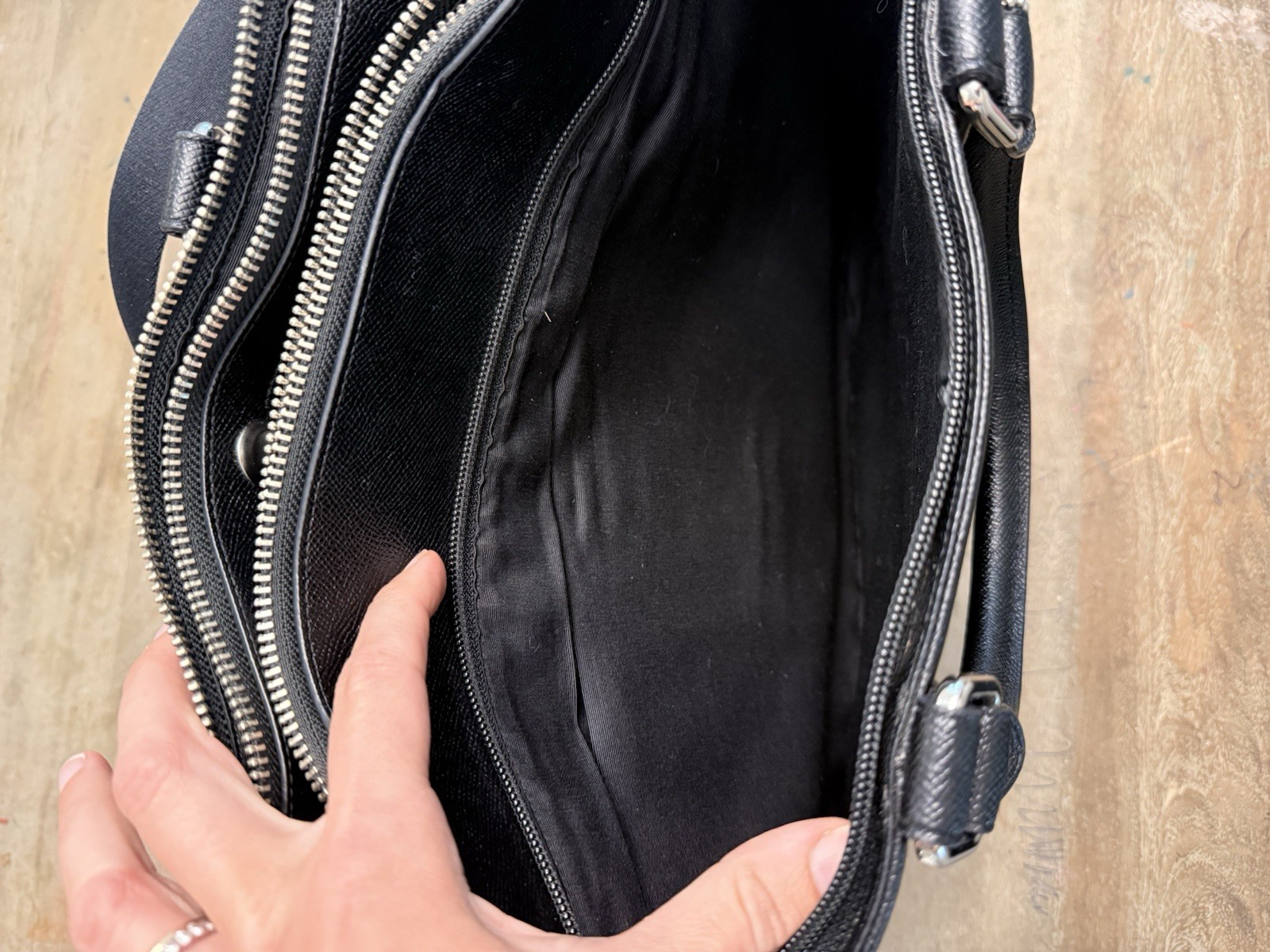 Coach Perry Metropolitan Tote in Black Crossgrain Leather