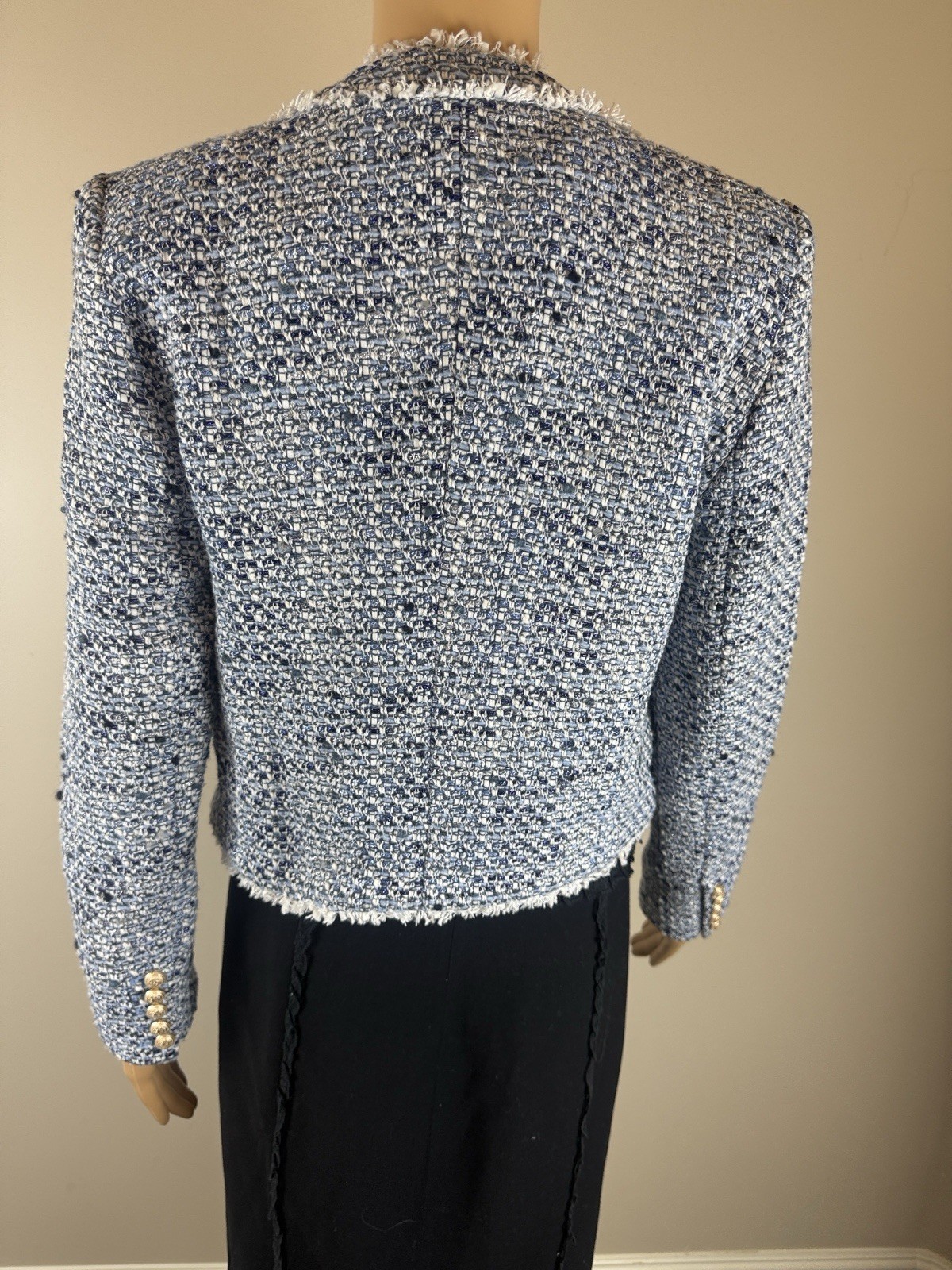 Generation Love Karson Tweed Jacket Blue Melange Size M NWT