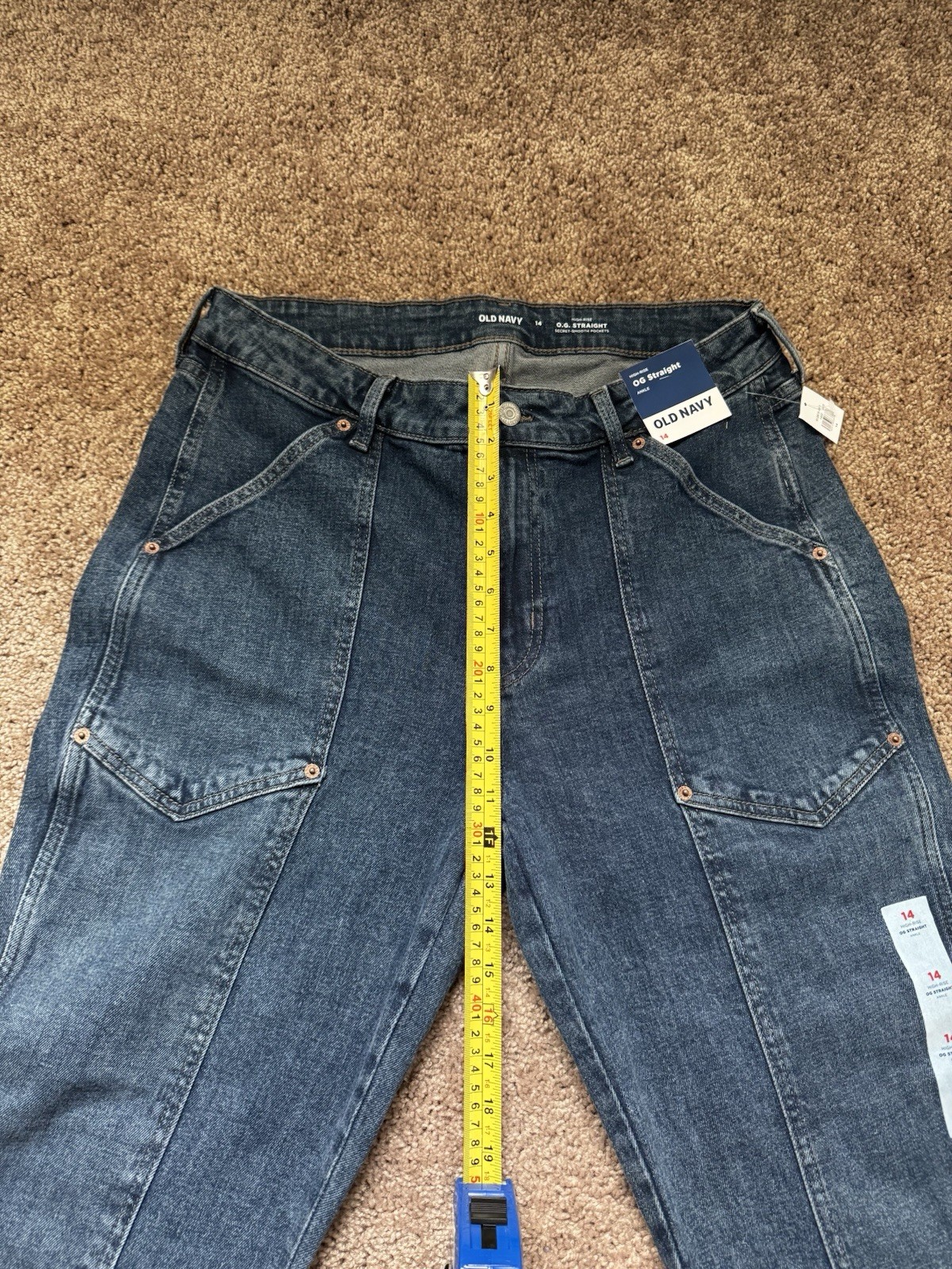 NWT Old Navy Womens High Rise Straight Jeans Sz14 Dark Wash. Utility with Seams