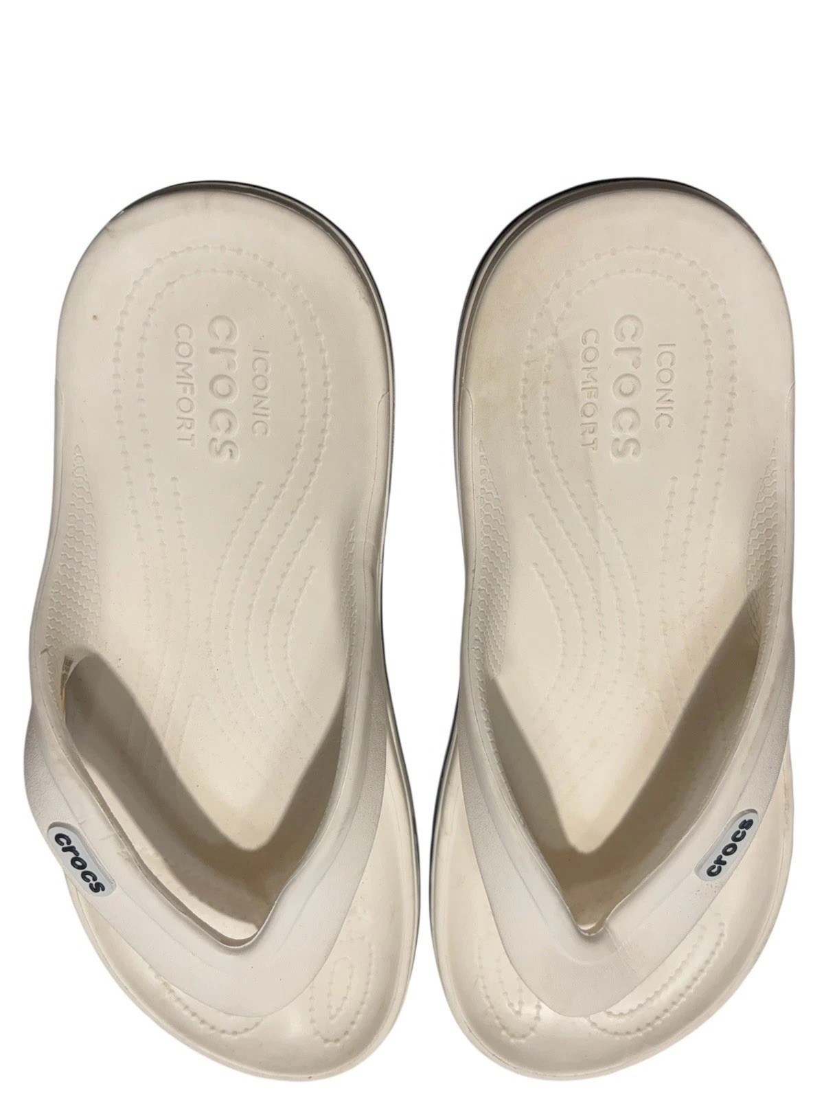 Crocs Bayaband Flip Flop Sandals Size M 9 White Lightweight logo Comfort Unisex