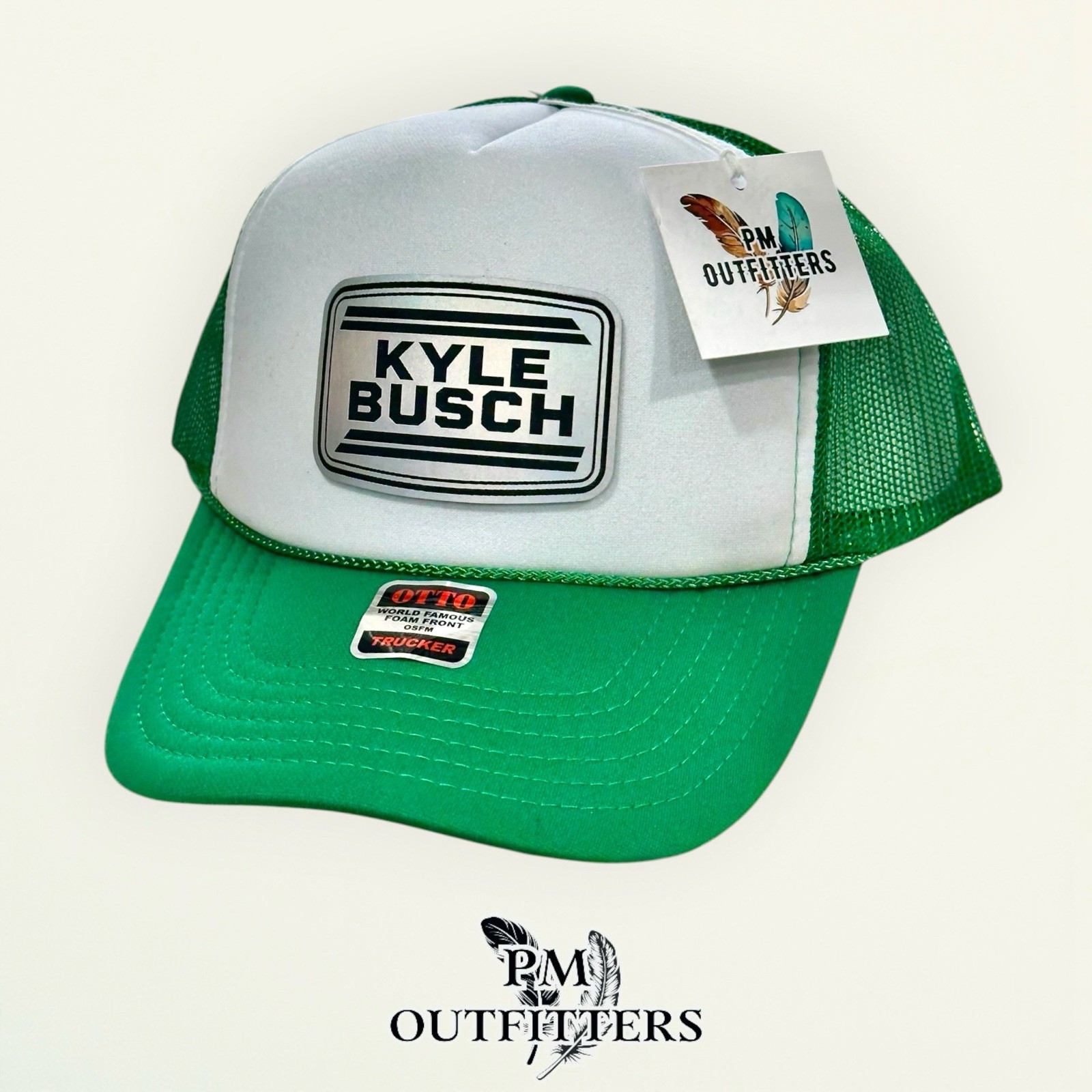 Kyle Busch Memorial Hat Otto Green White Foam Rope Trucker RIP Rowdy 1985-2026