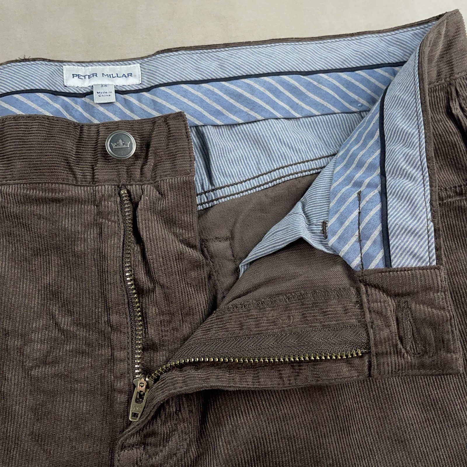 Peter Millar Superior Soft Corduroy Five Pocket Pants Men’s 35×34 Casual Brown