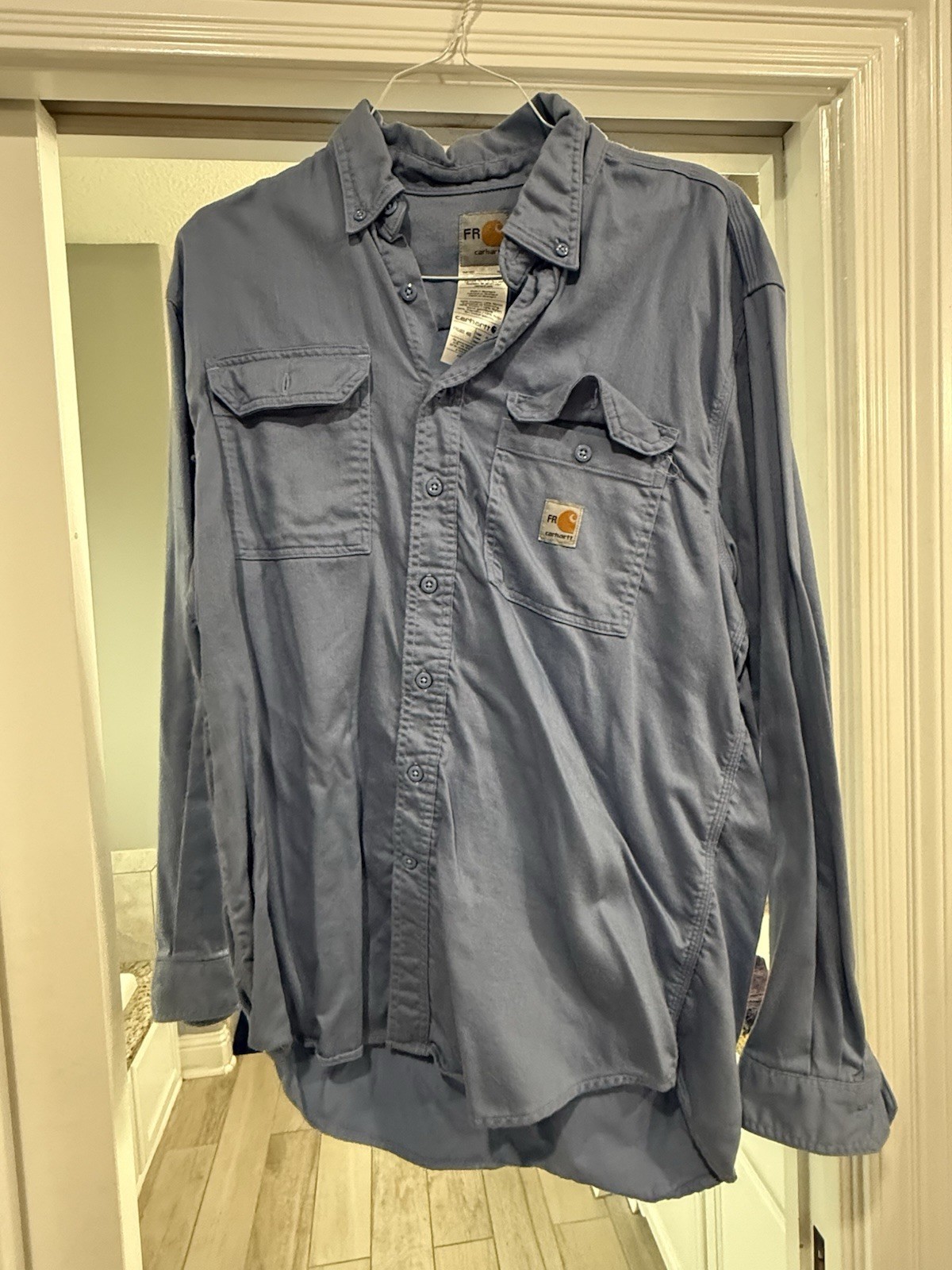 Carhartt FR Cat 2 NFPA 2112 Lightweight Blue Long Sleeve Shirt Men’s Large Reg