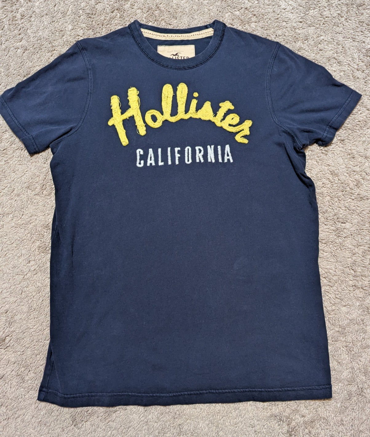 Hollister T Shirt Mens Sz L Vtg Y2K Preppy Surfer Skater Varsity Spellout Tee