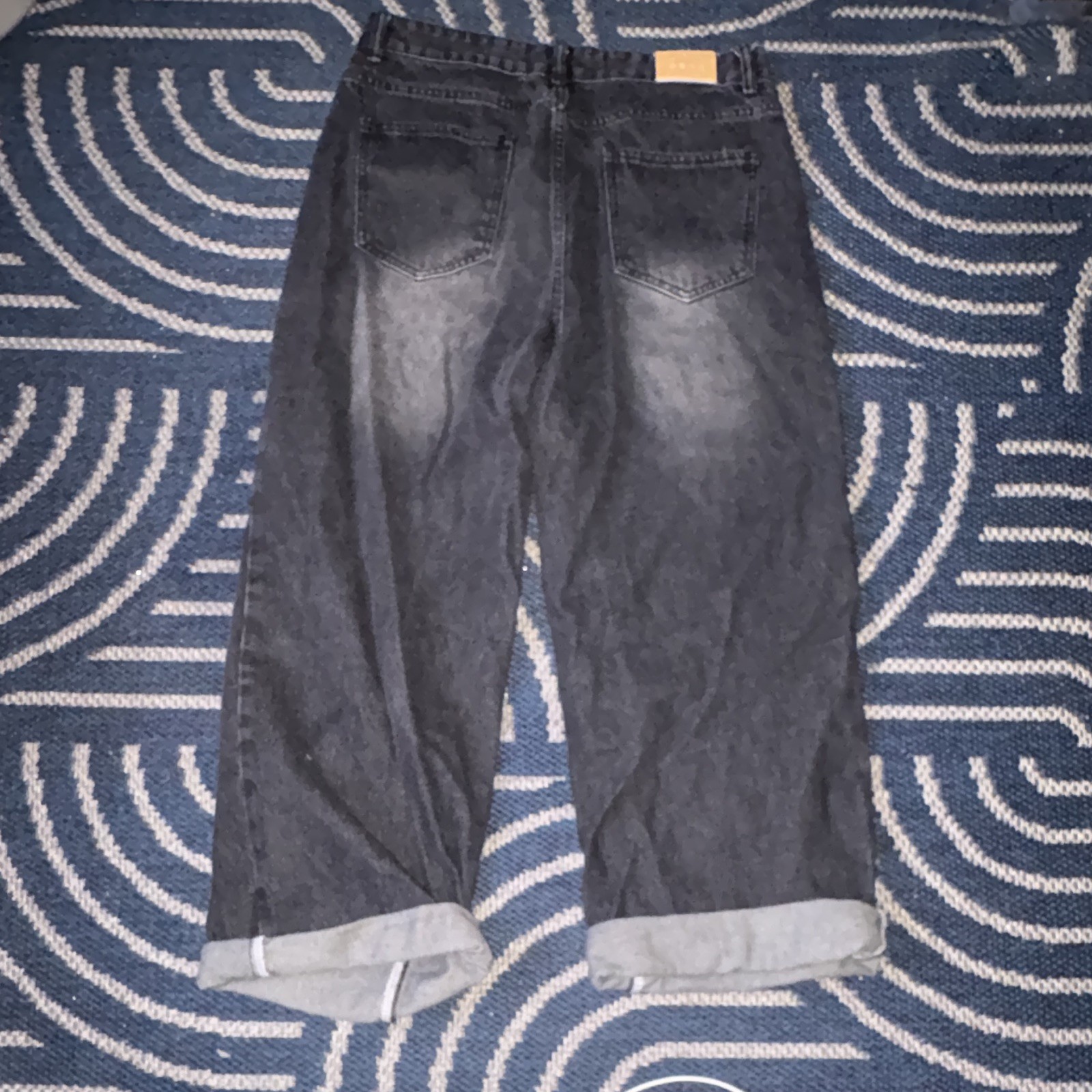 Men’s Black Dark Wash Denim Jeans Straight Fit Mid Rise Button 5-Pocket