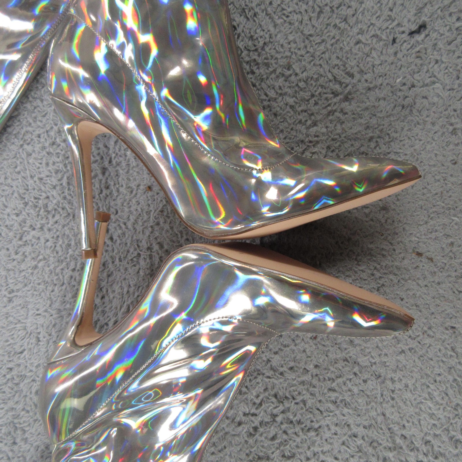 Lemon Drop By Privileged Feather Boots Womens 8.5 Silver Holographic Knee High