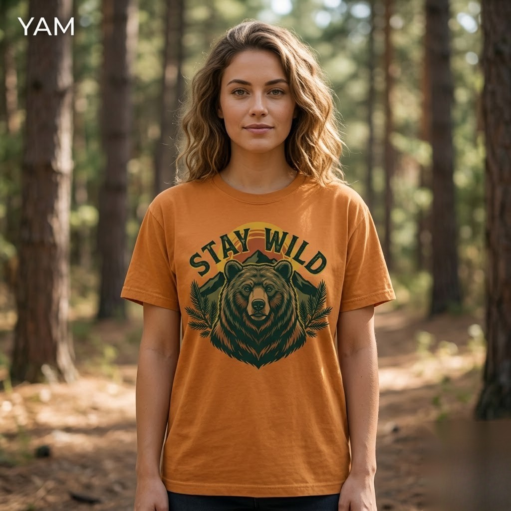 Stay Wild Bear Mountain Nature Outdoor Adventure Graphic Shirt Freeships