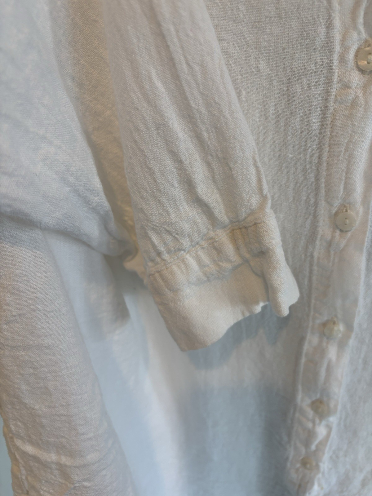BLANKNYC Women’s XXL White Linen Blend Woven Collared Long Sleeve