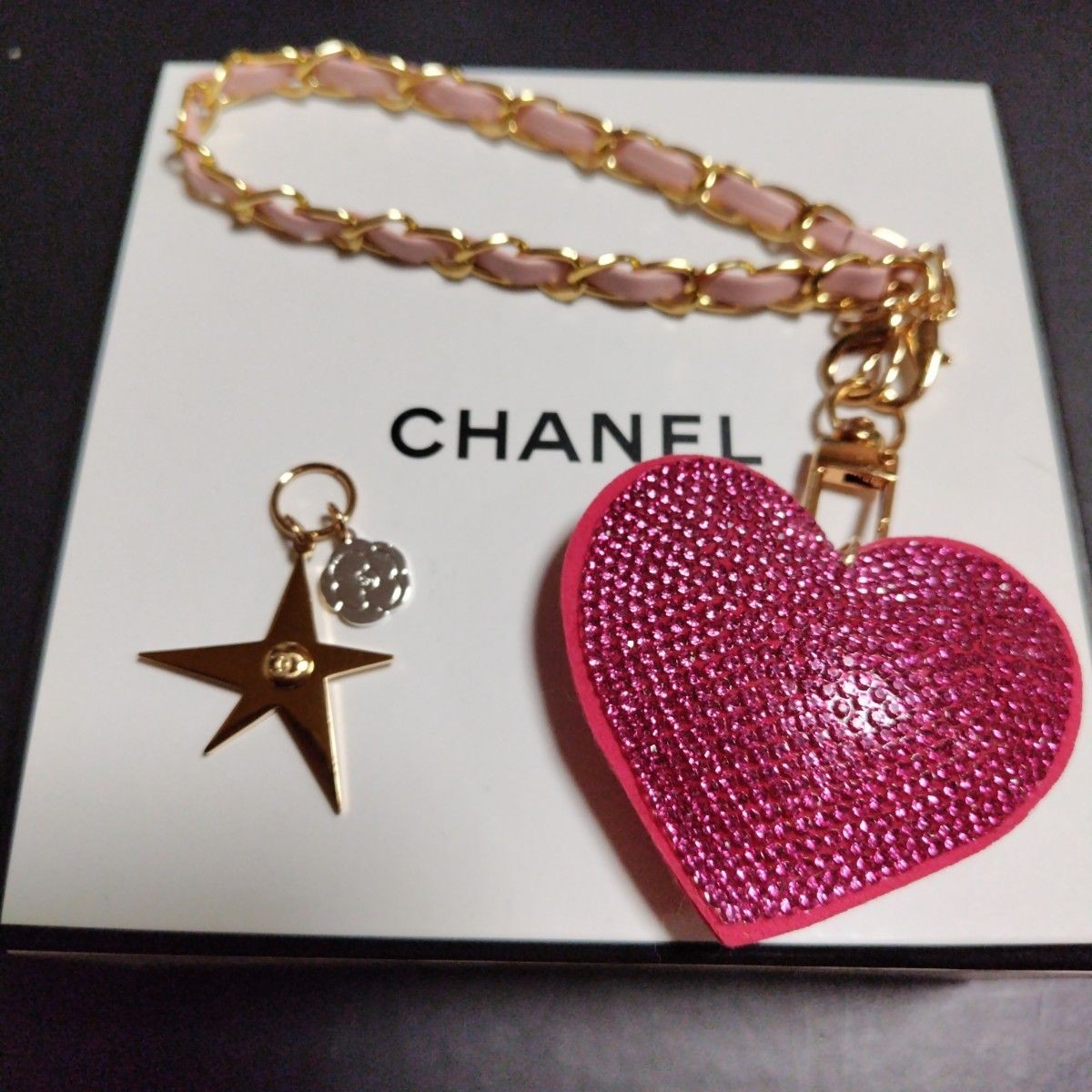 CHANEL 2025 Holiday Comet Camellia Novelty Charm with Comet Heart shaped Strap
