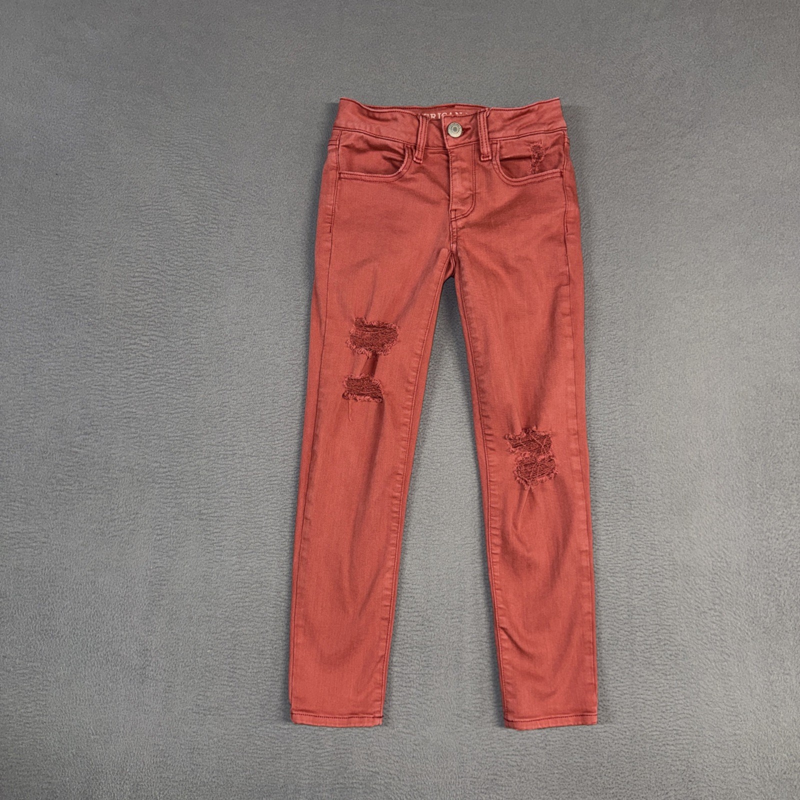 American Eagle Jeans Womens 00 Short Candy Pink Jegging Stretch Distressed Denim
