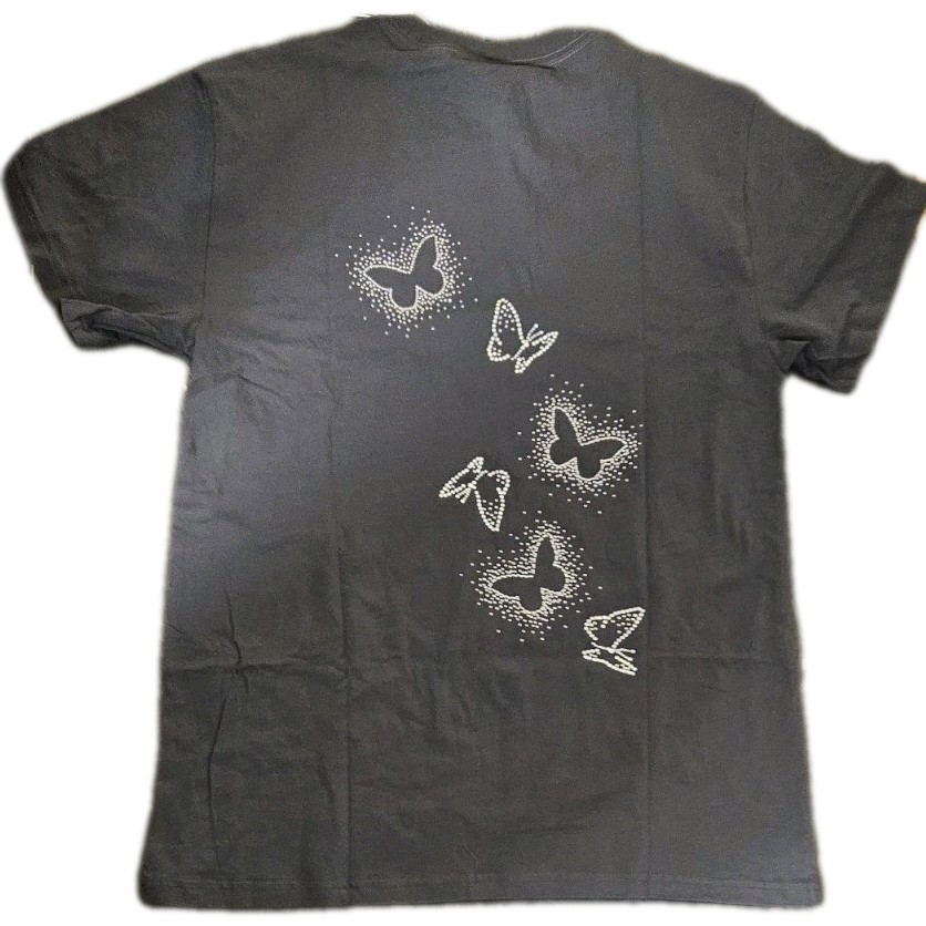 Victoria’s Secret Pink Bling Rhinestone Butterflies Campus Tee Shirt Coal XS-L