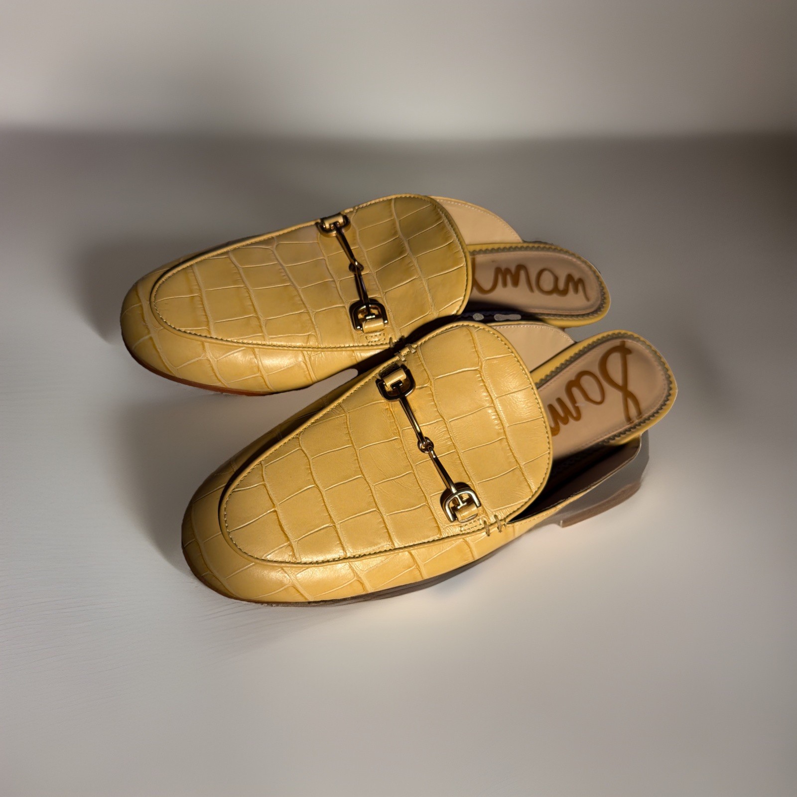 Sam Edelman Womens Laurna Sun Croc Leather Slip On Flats Sz 9M