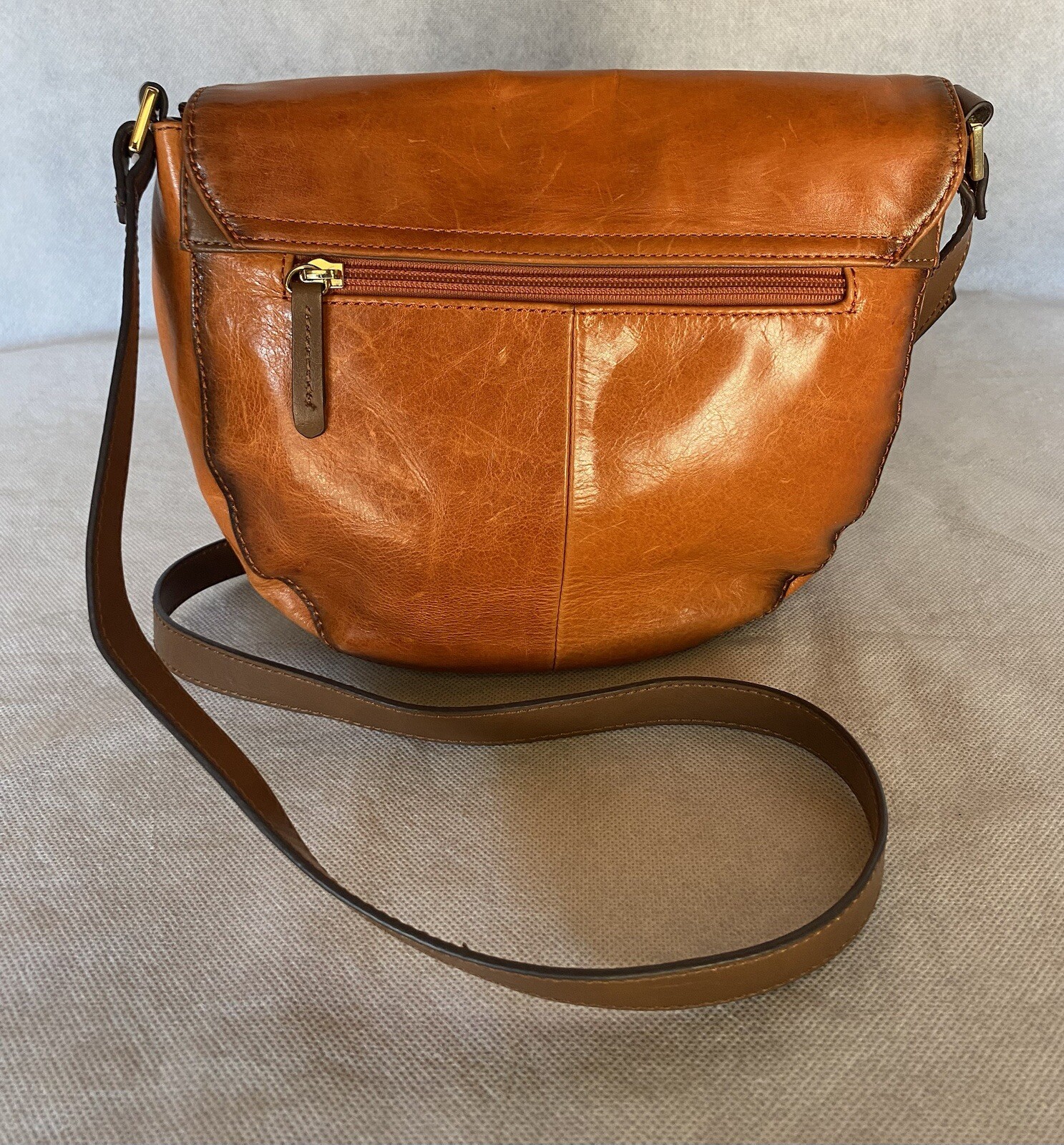 TIGNANELLO Loredo Burnt Orange & Brown Leather Crossbody Saddle Bag Purse
