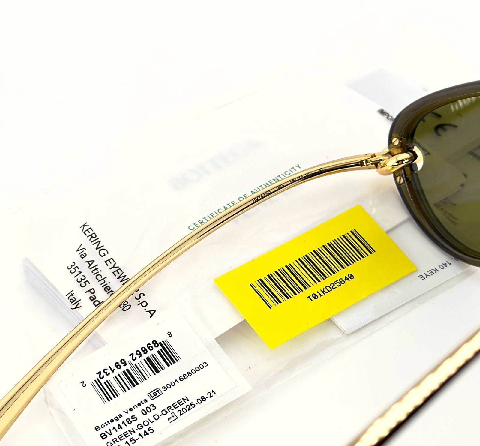 BOTTEGA VENETA 1418 KNOT Pilot BV1418S Gold Green Unisex Metal Sunglass 003