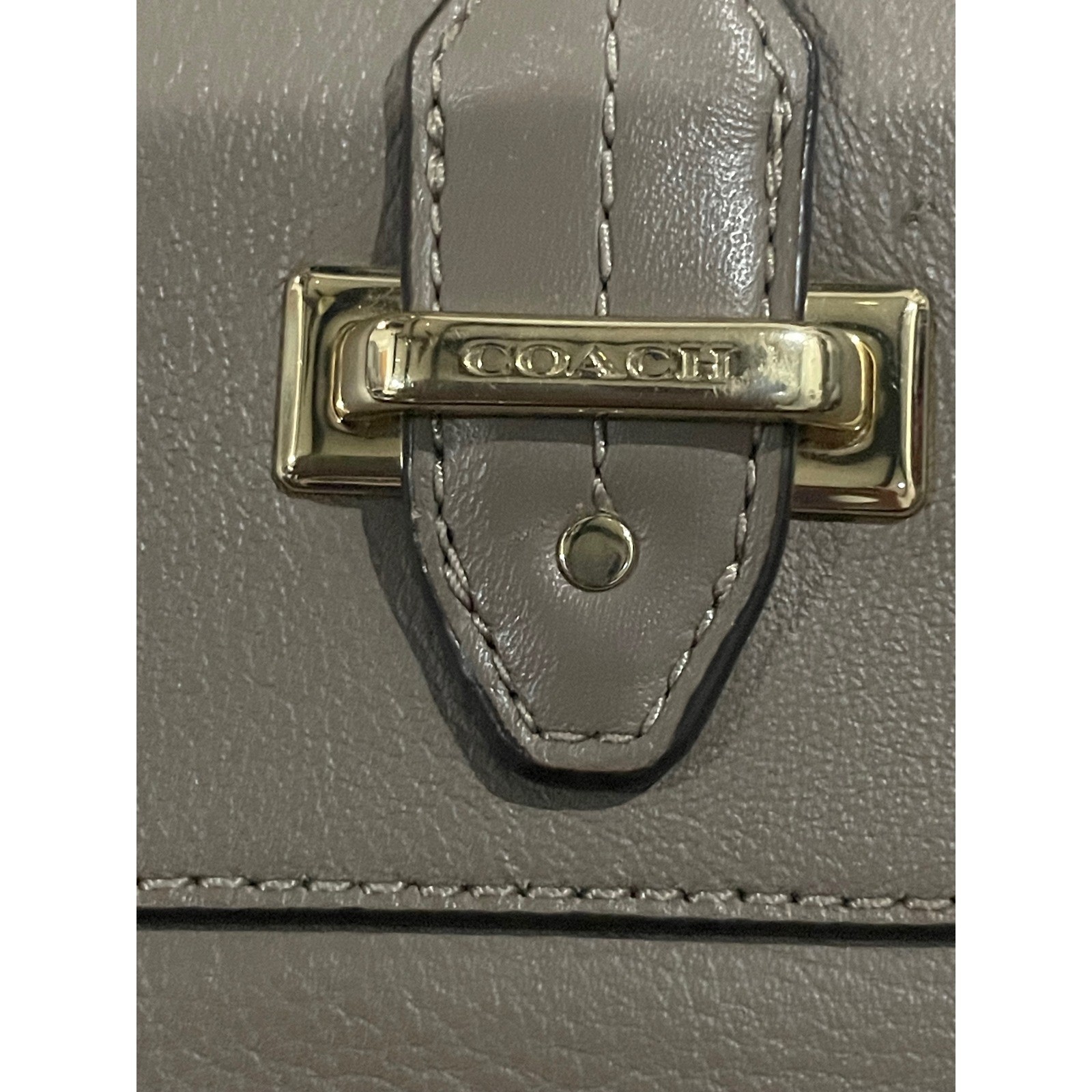 Coach Gallery Tote Taupe Leather Shoulder Bag Gold Hardware F79608ll large tote