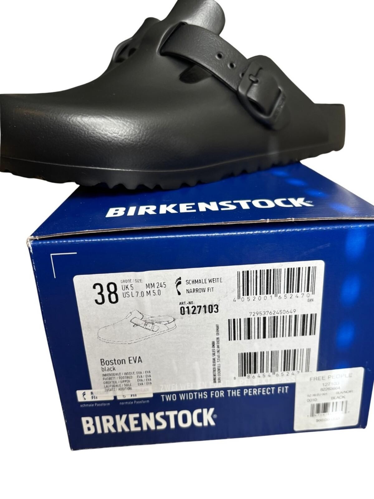 Blk Birkenstock Eva Clogs with Adjustable Strap • 38 Narrow