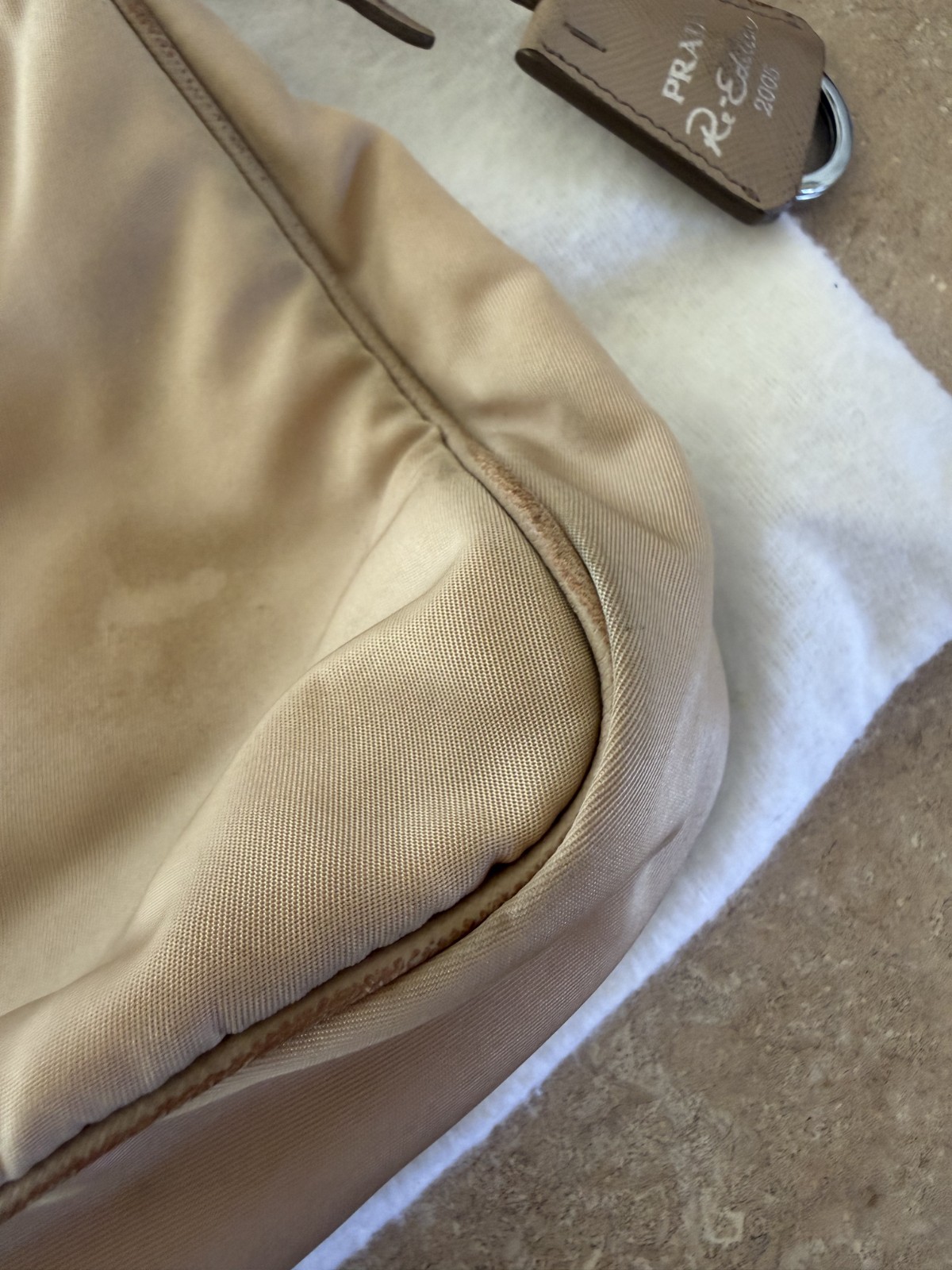 100% Authentic Prada Re-Edition 2005 Re-Nylon bag in Nude